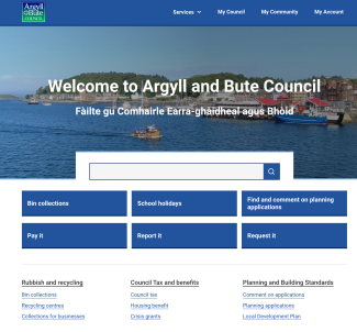 Argyll and Bute Council homepage at launch in April 2023