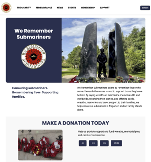 We Remember Submariners website snapshot of upper half of website